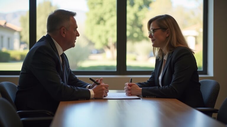 The legal counsel at Corona Probate Law helping Riverside County families from our Corona office meets with clients in the Southern California office addressing critical estate details discussing Appearance Required in Probate Notes