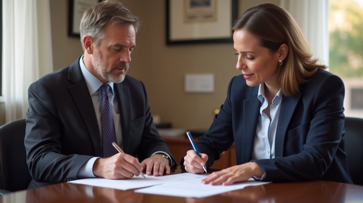 The legal counsel at Corona Probate Law helping Riverside County families from our Corona office meets with clients in the Southern California office addressing critical estate details discussing Calculating Statutory Fees for the Petition