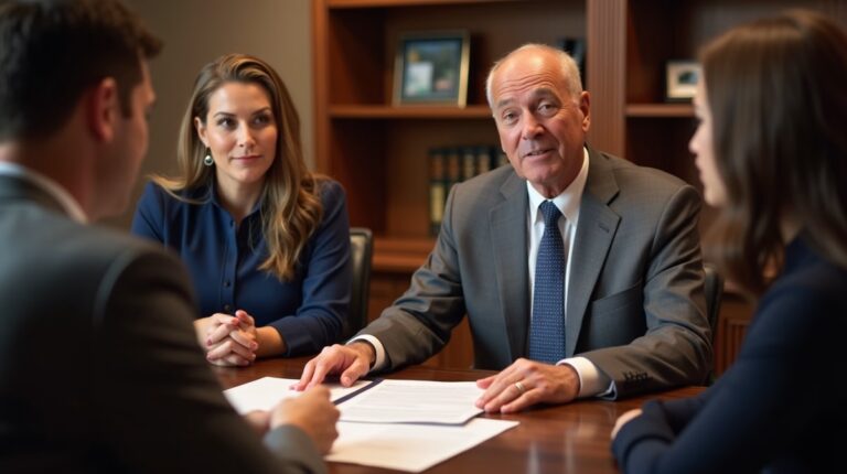 The legal counsel at Corona Probate Law helping Riverside County families from our Corona office meets with clients in the Southern California office addressing critical estate details discussing Ex Parte Petition for Final Discharge