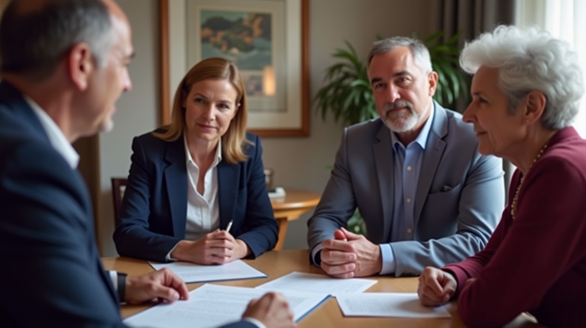 The trusts staff working under Managing Partner Steven Farley Bliss assisting Inland Empire families from the Corona office is shown conferring with trustees in the Southern California office addressing complex trust details discussing Securing the Final Capital Gains Exemption