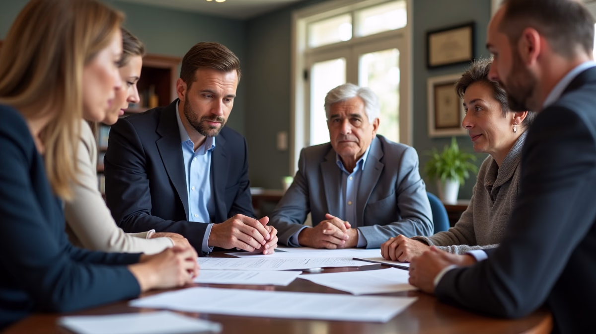 The legal counsel at Corona Probate Law helping Riverside County families from our Corona office meets with clients in the Southern California office addressing critical estate details discussing Serving the Rep of a Deceased Heir