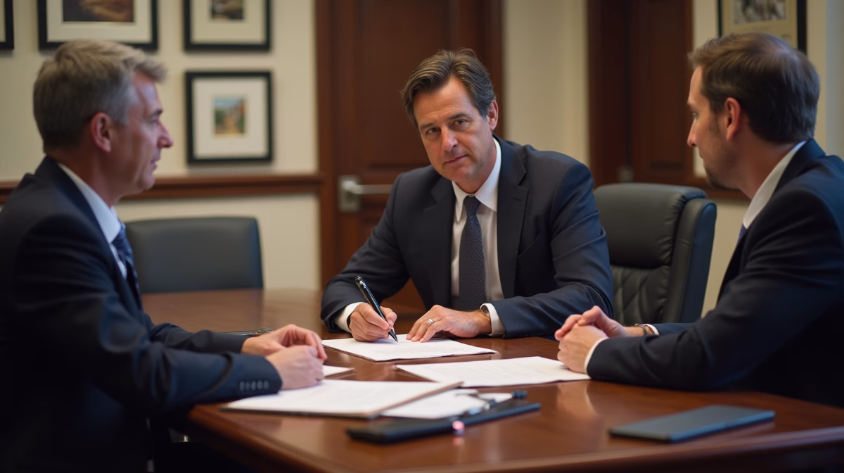 The trusts staff working under Managing Partner Steven Farley Bliss assisting Inland Empire families from the Corona office is shown conferring with trustees in the Southern California office addressing complex trust details discussing What documents are required to transfer corporate shares to a trust